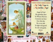 My Daily Prayer to My Guardian Angel (girl) - Laminated Holy Card picture