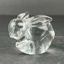 Vintage Clear Glass Rabbit Paperweight Figurine  Easter Bunny Decor picture