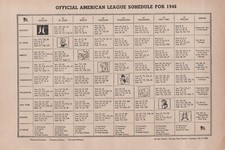 1946 Amerlcan League AL MLB Baseball Schedule Season Boston Red Sox 1940s 5x7