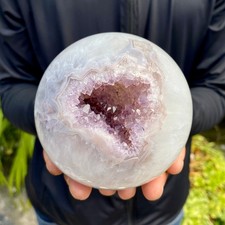 2.8LB Natural Amethyst Agate Open Smile Sphere Healing Wealth Crystal Geode Dec picture