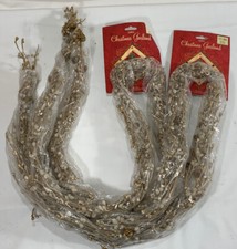 10' Natural Looking Christmas Tree Garland Gold Mini Pinecones Berries 2-5' picture