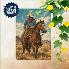 Old Cowboy Waterproof Metal Sign Vintage Western Poster Tin Wall Plaque picture
