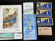 SS Normandie French Line Steamer 1937 travel set, ticket, menus, deck plan, etc picture