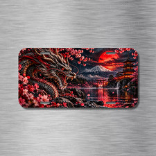 Red Dragon Japan Japanese Red Moon Cherry Tree License Plate CAR SUV Truck picture