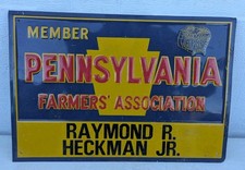 Vintage Pennsylvania Farmers Association Tin Sign picture