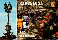 Las Ramblas in Barcelona Spain Vintage Postcard TPQ31 picture