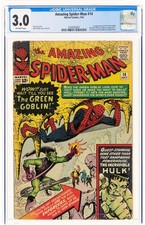 Amazing Spider-Man #14 1964 CGC 3.0 1st app Green Goblin 1st meeting Hulk 2xKEY picture