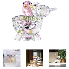 3.3 Inch Crystal Bird Figurine Collectible Art Glass Animal Jewelry Organizer picture