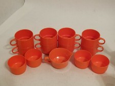 Vintage Melamine Orange Allied Chemical Mid Century Modern MCM 50s 60s set of 13 picture