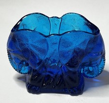VTG Cobalt Blue Double Elephant Toothpick Holder Summit Vogelson Art Glass picture