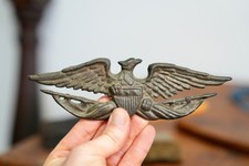 Antique Cast Iron Heraldic Eagle Shield Plaque Building Sign Finial Vintage picture