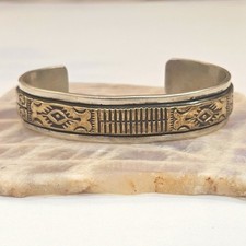 T. Enreka Sterling Silver & Brass Native American Handmade Cuff Bracelet 39.88g picture