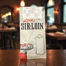 Vintage 1960s Look's Sir-Loin Menu Houston Texas Steakhouse Restaurant Oversized picture