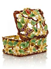 Keren Kopal Flowers hand made  Trinket Box Decorated with Austrian Crystals picture