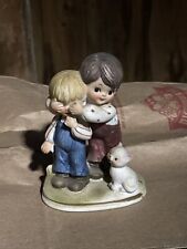 Vintage Lefton Porcelain Figurine #6188 Boy surprising other boy with a Kitten  picture