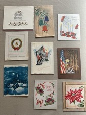 VINTAGE 1940's Christmas Greeting Cards USED Holiday Ephemera Lot Of 40 picture