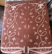 VTG 1950s Chatham Western Cowboy Branding Irons Ranch Camp Cotton Blanket 70x70 picture