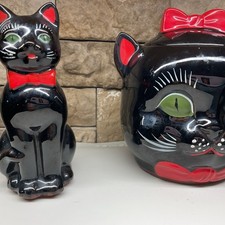 Vintage Shafford Black Cat Cookie Jar 6