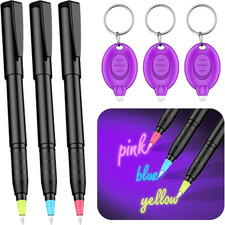 3 Pcs Invisible Ink Pen with 3 Pcs UV LED Keychain Flashlight, Spy picture