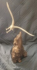 Vintage John Perry Eagle in Flight Burl Wood Pellucida Sculpture Wingspan 12