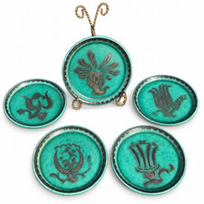 Vintage ARGENTA Gustavsberg Sweden Wilhelm Kage Set of 5 Coasters picture