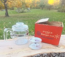 PYREX 4-Cup Glass Range-Top Percolator Coffee Pot #7754 w/ Basket & Lid - EUC picture