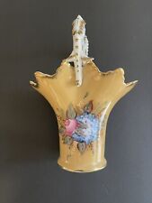 EUC Magnificent Vintage Flower Basket Porcelain Vase With Exquisite Detail picture