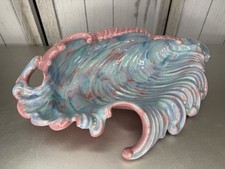 Vintage Royal Haeger Pink Blue Scalloped Large Shell MCM Bowl Unique Rare picture