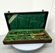 Vintage Solingen Germany Stag Horn 2-Pc Carving Set Fork Sharpener Rust As Is  picture