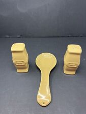 *Longaberger Salt & Pepper Shakers And Spoon Rest Woven Traditions Butternut picture