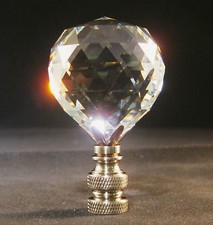 LAMP FINIAL-STUNNING LEADED CRYSTAL LAMP FINIAL-SATIN NICKEL FINISH picture