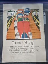 Vintage 1930s 'Road Hog' Car Humor Print - Retro Traffic Art Poster - Made in... picture