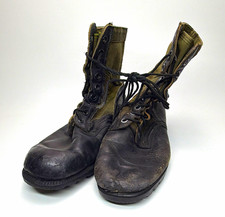 Military Combat Boots Black Leather & Olive Fabric Lace-Up Size 9 wide picture