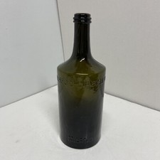 CRUDE 1881 WHITTLED OLIVE GREEN FERRO CHINA BISLERI MILANO SEEDED TONIC BOTTLE picture