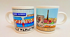 Vintage Mini Mugs Cups Souvenirs 2 Paris Spellout Metro Train 2.5