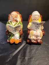 Vintage 60's Lefton Piggy Banks Rocking Chair Grandparents Retirement Fund Japan picture