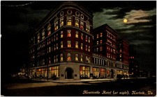 Monticello Hotel at Night Norfolk Virginia VA 1912 Postcard Kaufmann & Sons picture