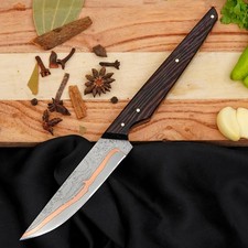 Handmade 440C Steel Chef Knife With Copper Inlay Wenge Wood Handle Kitchen Knife picture