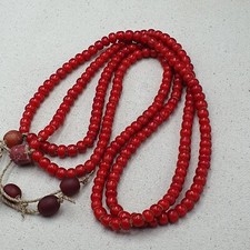 Vintage Antique Venetian White Heart Beads Necklace Long Strand picture