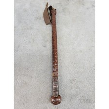 Vintage Braided Leather Riding Crop Quirt Antique Horse Whip Wire Wrap 10.5 Inch picture