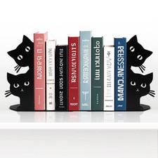 Decorative Peeping Cat Bookends for Heavy Books - Unique Shelf Decor, Cute Cat D picture