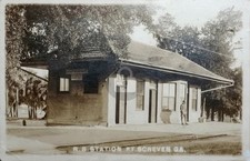 1918 Central of GA Georgia RR Station FT SCREVEN RPPC Photo Postcard COPY picture