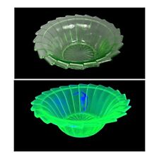 Jeannette Green Depression Glass Sierra Pinwheel Bowl UV UG Glow Vintage 5.5” picture