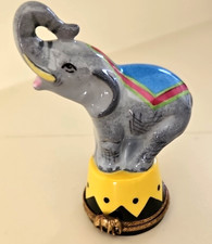 Vintage RARE Limoges France Peint Main Circus Elephant Porcelain Trinket Box-EUC picture