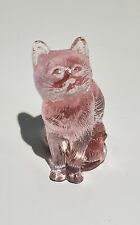 Vintage Mosser Rose Pink Sitting Cat Kitty Glass Figurine 3 Inch picture