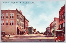 Antique Chickasha Oklahoma Third Street Post Office View Postcard picture