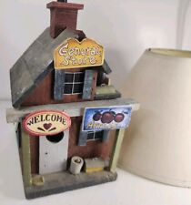 Vintage Rustic Table Lamp Wood House Country General Store, Antiques with Shade picture