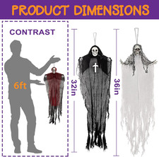 Halloween Hanging Skeleton Ghosts, Halloweens Grim Reapers (3 Pack) picture