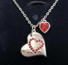 signed Swarovski~ TRUTH HEART Pendant Necklace~ Rhodium~ Crystal~ Reversible~NEW picture