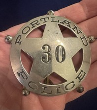 Antique Portland OREGON Large Circle Star Badge picture